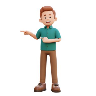 3D erkek karakter sağ tarafı gösteriyor.