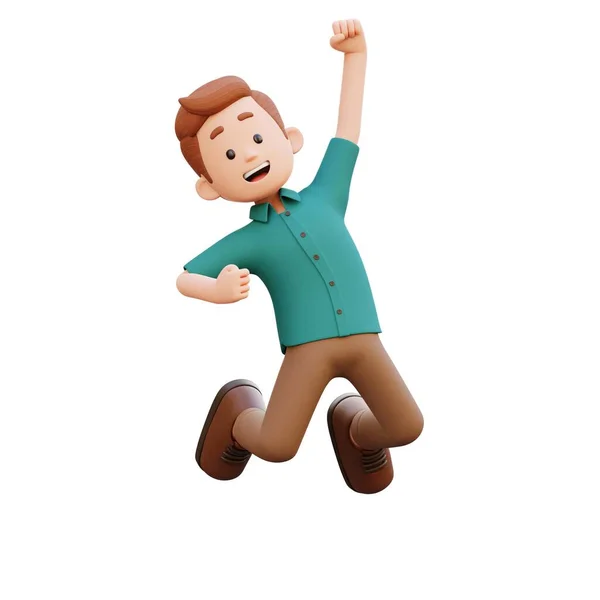 3D男性キャラクター幸せなジャンプ — ストック写真