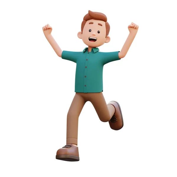 3D男性キャラクター幸せ実行中 — ストック写真