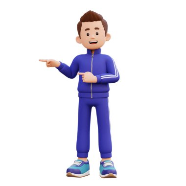 3D erkek karakter sağ tarafı gösteriyor.