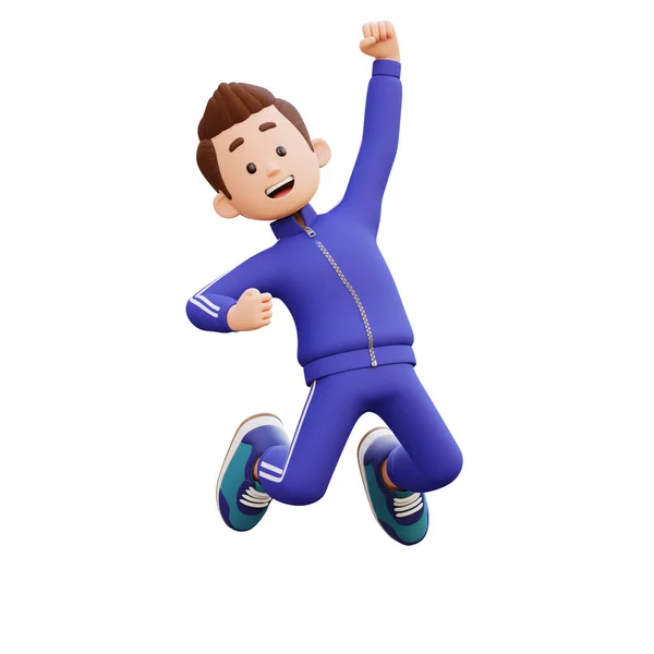 Männlichen Charakter Glücklich Springen — Stockfoto