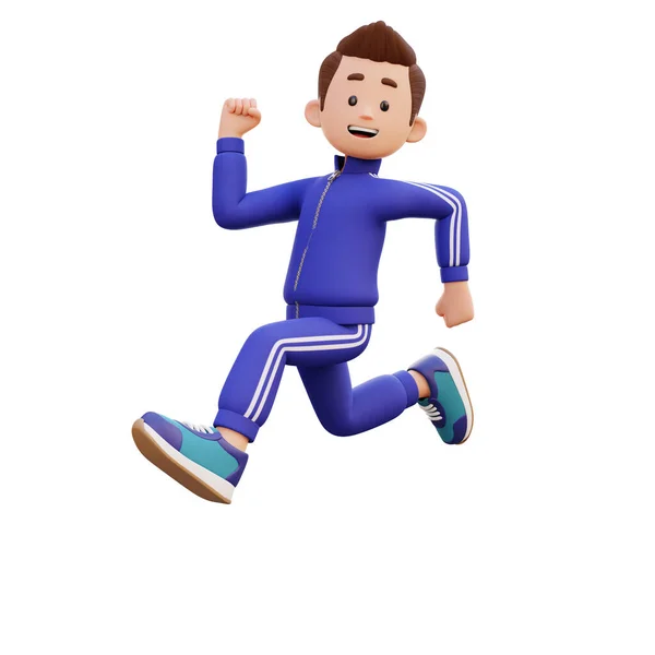 Männlichen Charakter Glücklich Laufen — Stockfoto