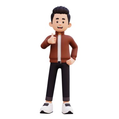 Çizgi film karakteri 3 boyutlu resimleme.