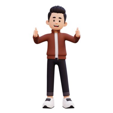 Siyah kapüşonlu genç Asyalı bir adamın 3 boyutlu görüntüsü..