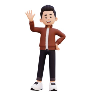 karikatür karakteri Asyalı adam 3 boyutlu canlandırma