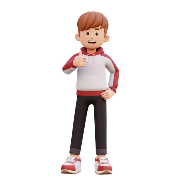 赤いスウェットシャツの3D漫画キャラクター Dレンダリング — ストック写真
