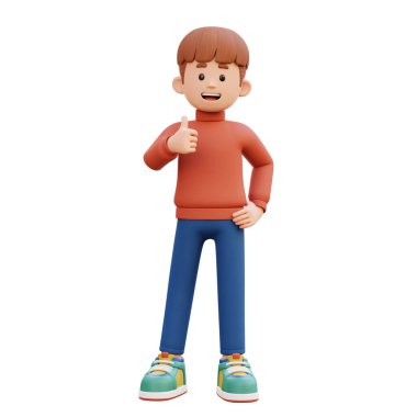 3D 'de küçük bir çocuğun günlük giysiler giyip el sallaması..