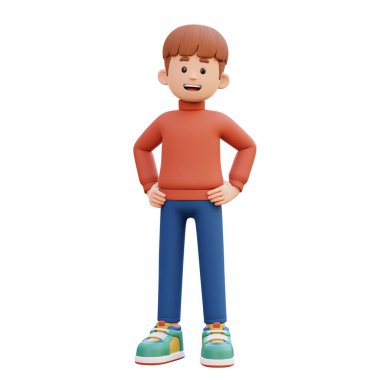 3 boyutlu çizgi film karakteri ile erkek - 3 boyutlu çizim