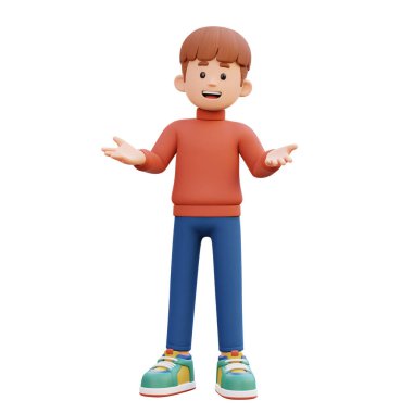 El sallayan küçük bir çocuğun beyaz arka planda izole edilmiş üç boyutlu resmi.