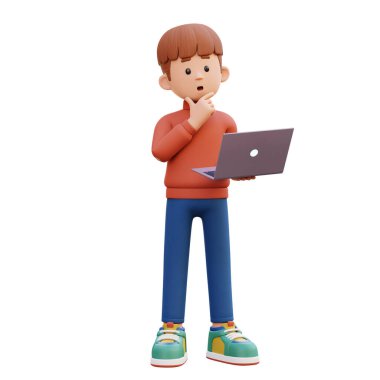 Kitap okuyan 3 boyutlu bir çocuk.