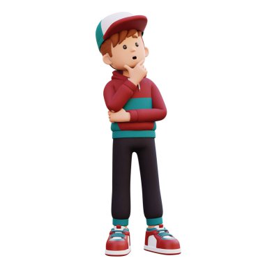 3 d kafasının önünde duran çocuk tasviri