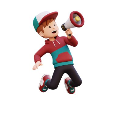 kırmızı şapkalı çocuk büyük bir oyuncakla oynuyor, izole edilmiş beyaz arka planda çizimler yapıyor.