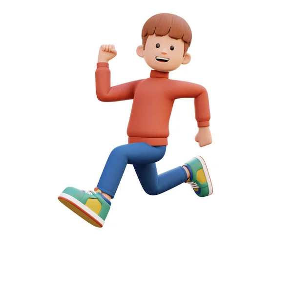 Çocuk Zıplama Pozisyonu Içinde Koşuyor — Stok fotoğraf