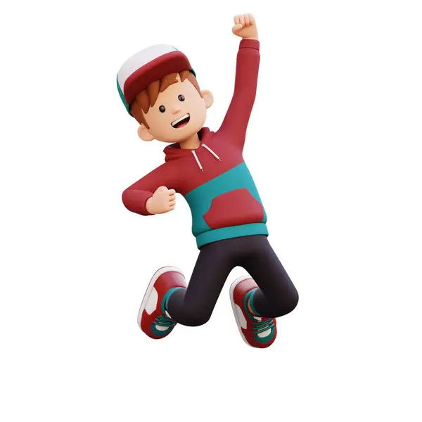 Kırmızı Şapkalı Mutlu Çocuğun Boyutlu Resmi — Stok fotoğraf
