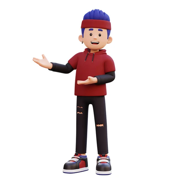 赤い帽子をかぶった男の子の3D漫画 — ストック写真