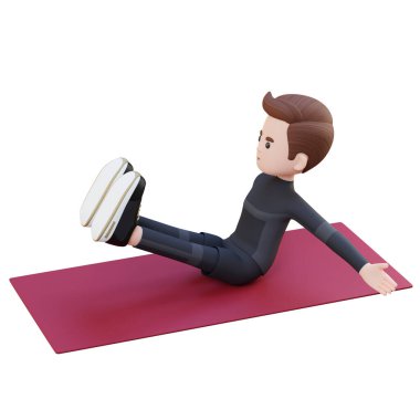 3 boyutlu bir hasırla egzersiz yapan bir adam.