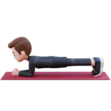 Spor salonunda erkek eğitimi, izometrik stil.