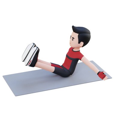 3D adam egzersiz yapıyor, izometrik görüş