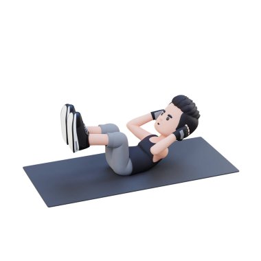 3D adam ağırlık çalışıyor ve egzersiz yapıyor.