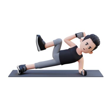 3 boyutlu egzersiz yapan bir erkek beyazı izole ediyor.