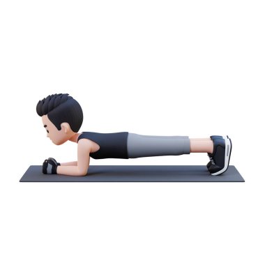 Genç adam kalasla eğitim görüyor.