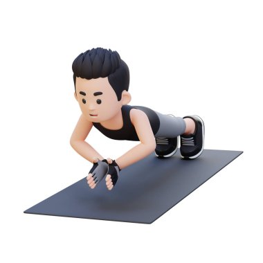 3D adam şınav çekiyor.