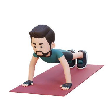 Genç adam kalas egzersizi yapıyor.