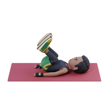 3D render - Afrikalı adam yoga egzersizleri yapıyor. beyaz arkaplan üzerinde izole