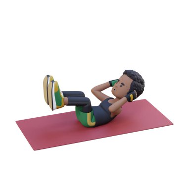 Adam bir su ısıtıcıyla egzersiz yapıyor. Beyaz arka planda izole edilmiş. 3d illüstrasyon