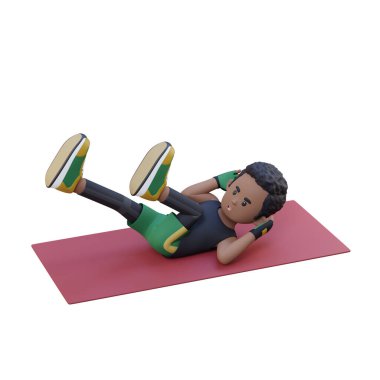 Afrika kökenli Amerikalı erkek sporcu stüdyoda yoga yapıyor.