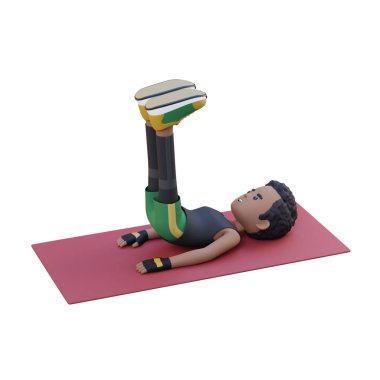 Genç adam pilates minderiyle egzersiz yapıyor.