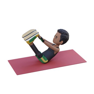 Beyaz arka planda egzersiz yapan bir gencin 33 portresi