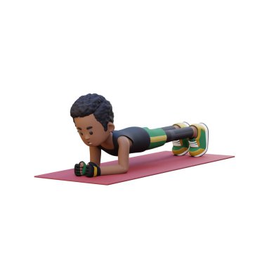 Siyah tişörtlü genç adam dambıllarla egzersiz yapıyor..