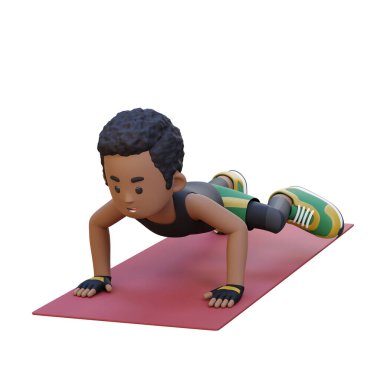 3D adam halterle egzersiz yapıyor.