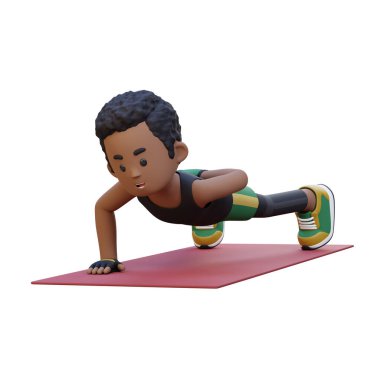 Afrikalı Amerikalı adam beyazlar üzerinde egzersiz yapıyor.