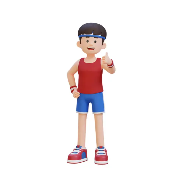 stock image boy wearing red t - shirt. 3 d illustration isolated.