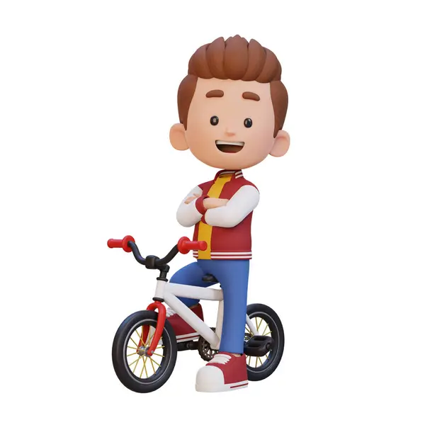 Çizgi Film Karakteri Scooter Süren Küçük Çocuk — Stok fotoğraf