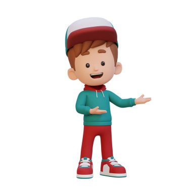 3 boyutlu çizgi film tarzında bir çocuk. 3d illüstrasyon