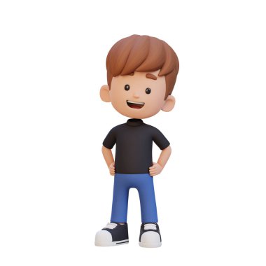 Çizgi film pozunda 3 boyutlu karakter.