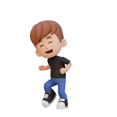 Üç boyutlu günlük kıyafet giymiş küçük bir çocuk.