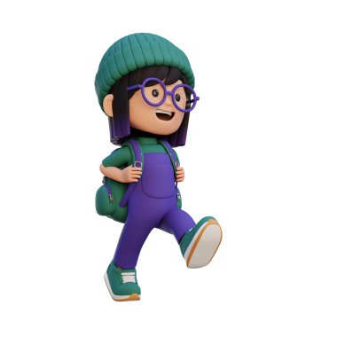 Sırt çantalı şirin bir kız çocuğu.