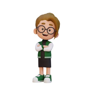 Sevimli bir çocuğun üç boyutlu çizgi film karakteri..