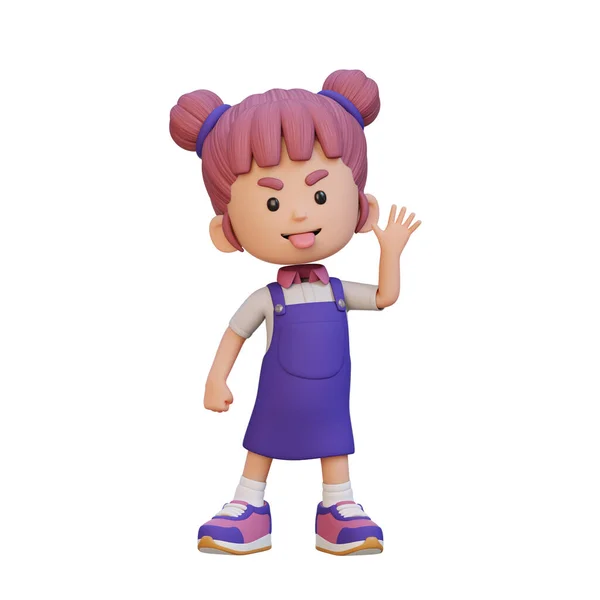 stock image 3 d render of cartoon cute girl playing with the number 2 0 1 4