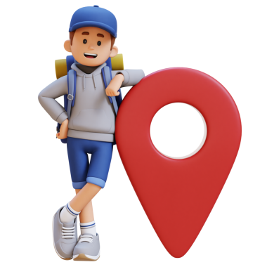 3D Gezgin Karakteri Büyük GPS Simgesinde Yatıyor