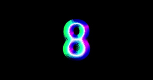 Countdown Time Design Element Glowing Edge Colorize Black Background — Stock Video