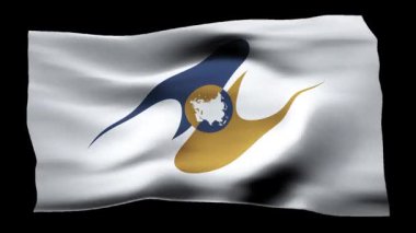 Avrasya Ekonomik Birliği 'nin gerçekçi bayrağı. Rüzgarın dalgalı dokusunun gösterimi.