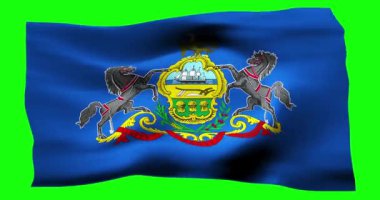 Pennsylvania 'nın gerçekçi bayrağı. Rüzgarın dalgalı dokusunun gösterimi.
