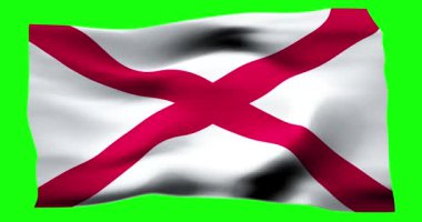 Alabama 'nın gerçekçi bayrağı. Rüzgarın dalgalı dokusunun gösterimi.