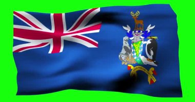 Güney Georgia ve Güney Sandviç Adaları 'nın gerçekçi bayrağı. Rüzgarın dalgalı dokusunun gösterimi.