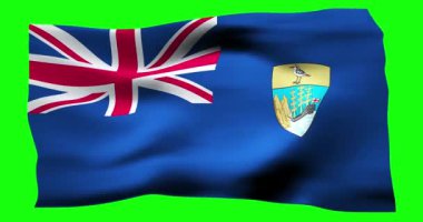 Saint Helena 'nın gerçekçi bayrağı. Rüzgarın dalgalı dokusunun gösterimi.